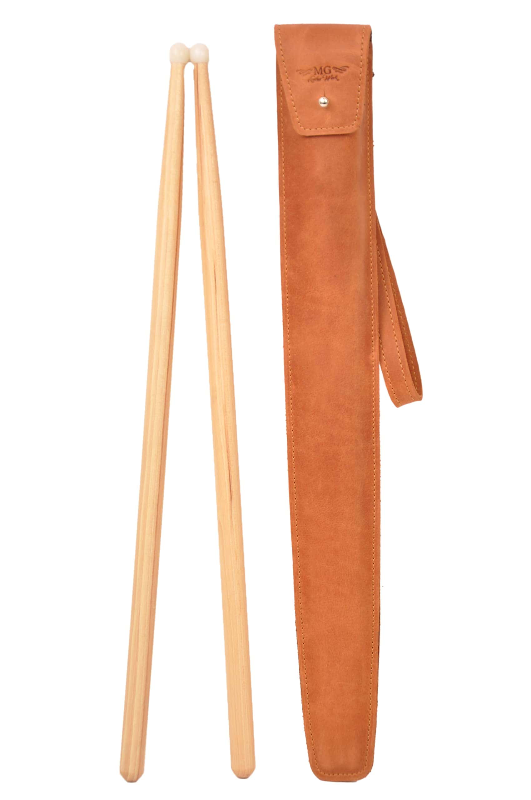 Estuche de palillos de tambor de cuero genuino con cierre