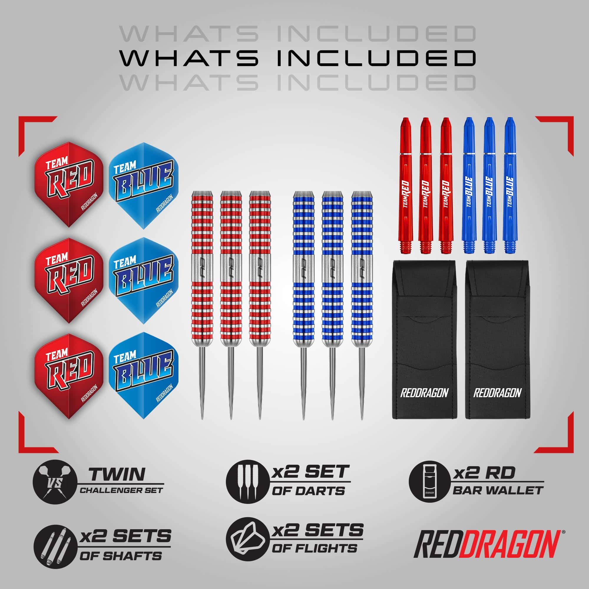 Set de Dardos de Acero Profesional RED DRAGON Team Red v - Imagen 3
