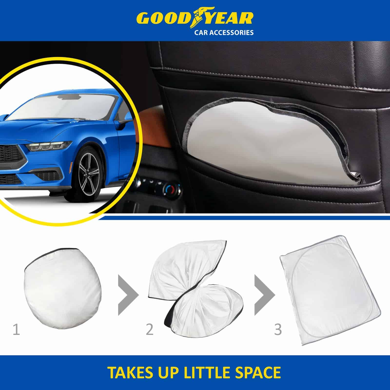 Parasol Plegable para Parabrisas Goodyear para Ford Mustang - Imagen 5