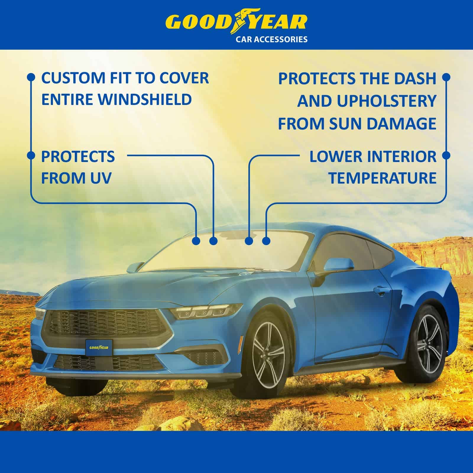 Parasol Plegable para Parabrisas Goodyear para Ford Mustang - Imagen 7