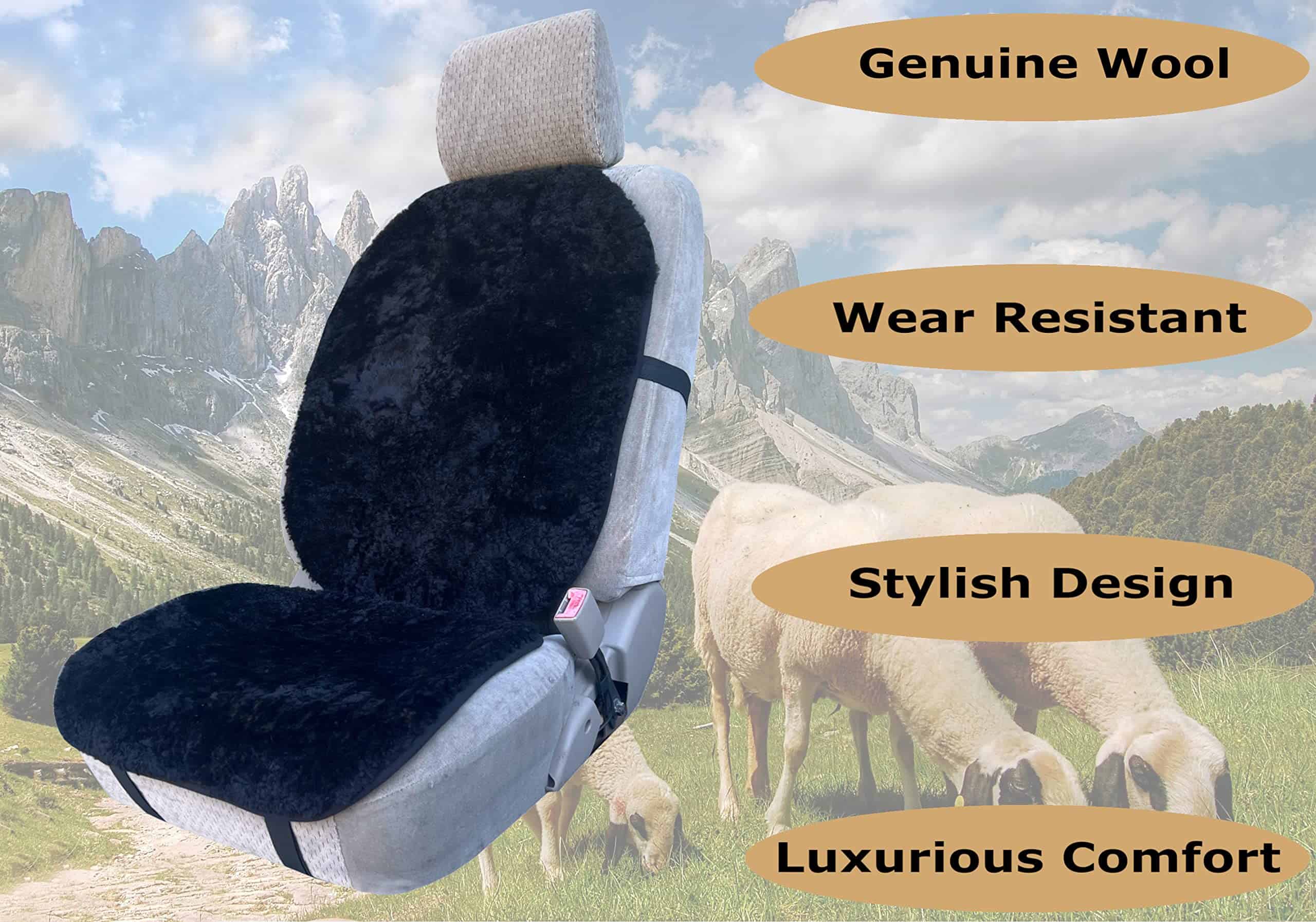 Cubiertas de Asiento de Coche de Piel de Oveja Genuina - Imagen 4