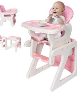 Silla Alta 3 en 1 para Bebé con Respaldo Ajustable Cojín de