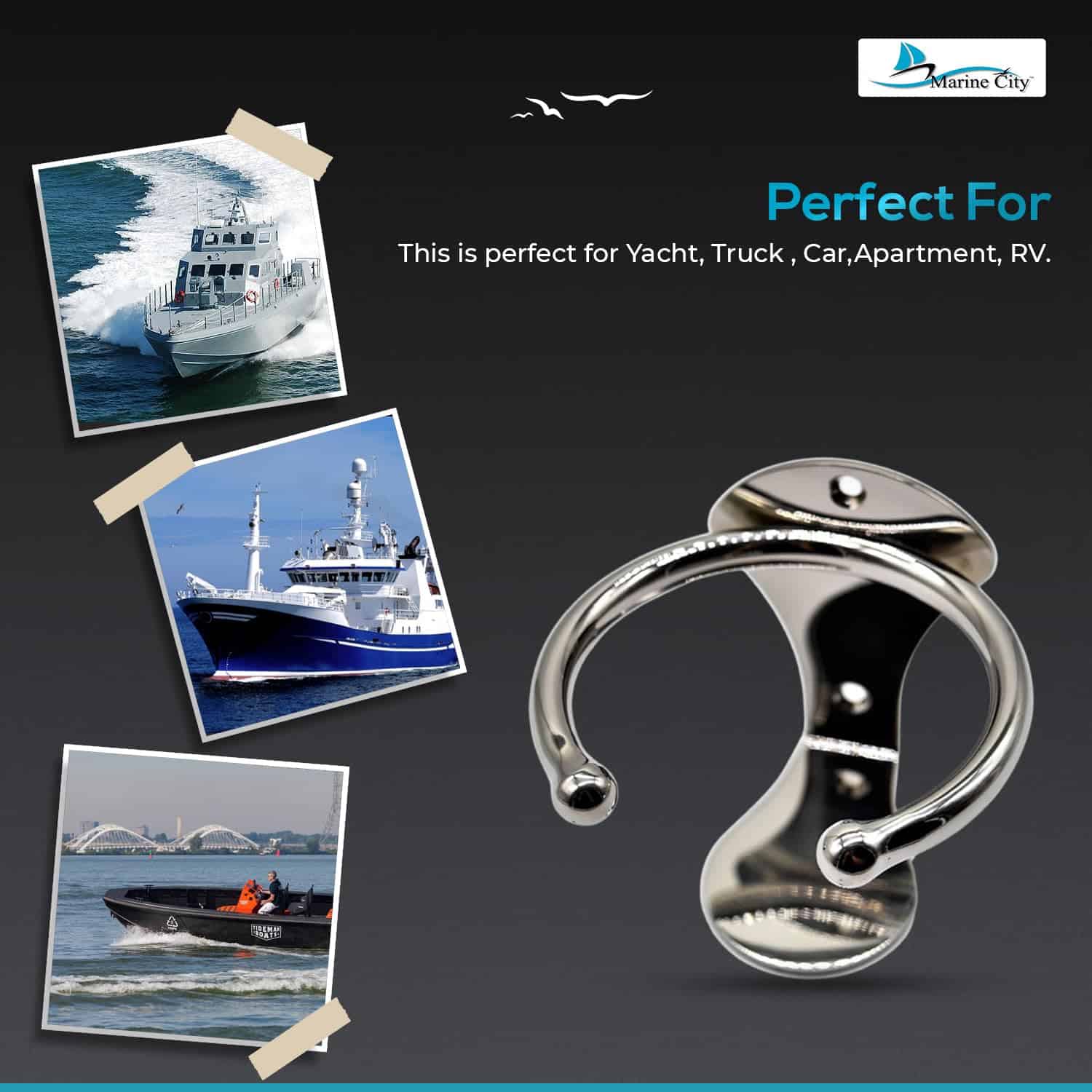 Portavasos de Anillo Universal para Barcos MARINE CITY, - Imagen 7