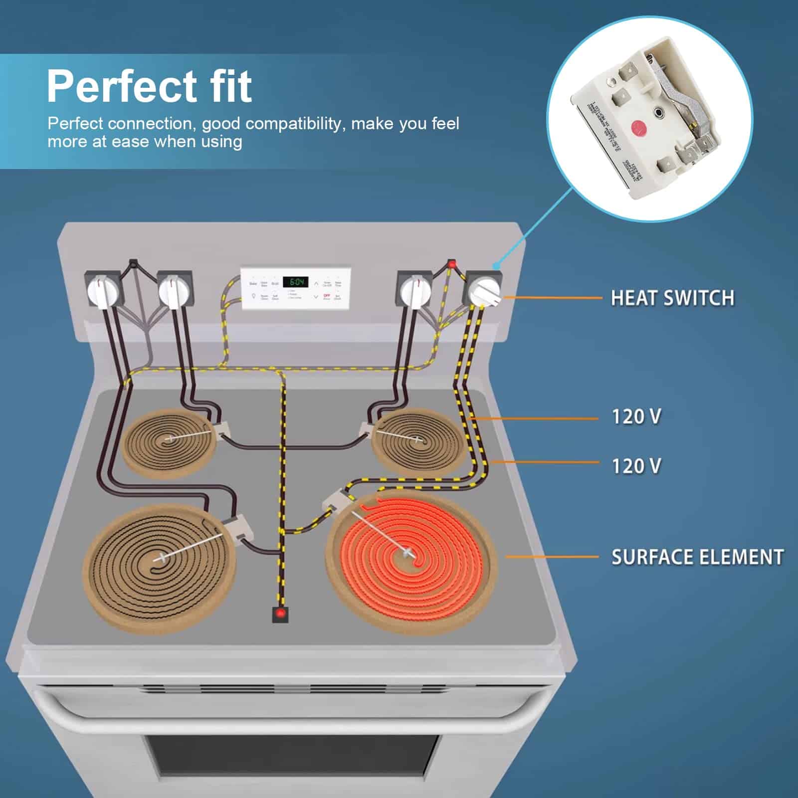 Interruptor de control de quemador de superficie WB24T10025 - Imagen 4