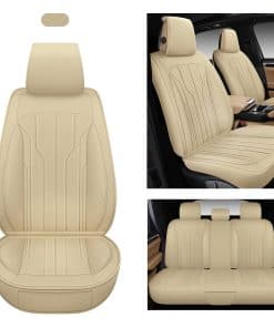 Cubiertas de asiento de cuero AOOG, Cubiertas -Beige