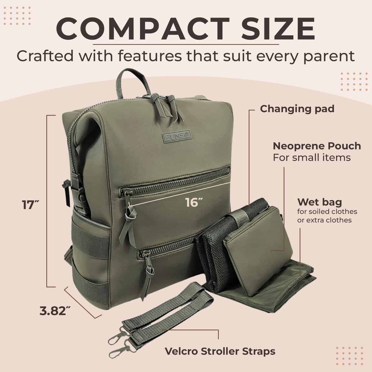 Bolso de pañales de neopreno BUNSO Baby, mochila - Imagen 3