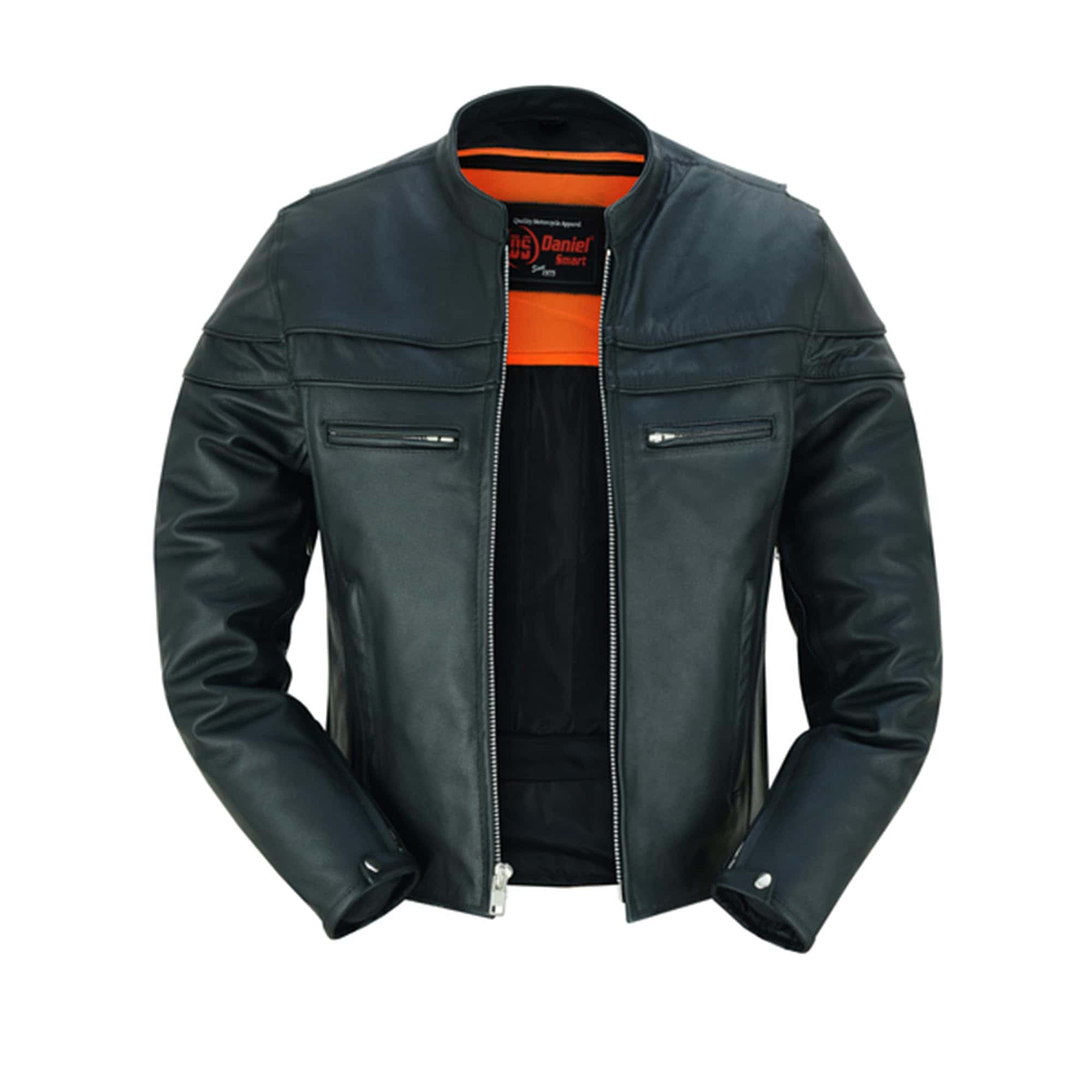 Chaqueta de motociclista negra de cuero para hombres Daniel