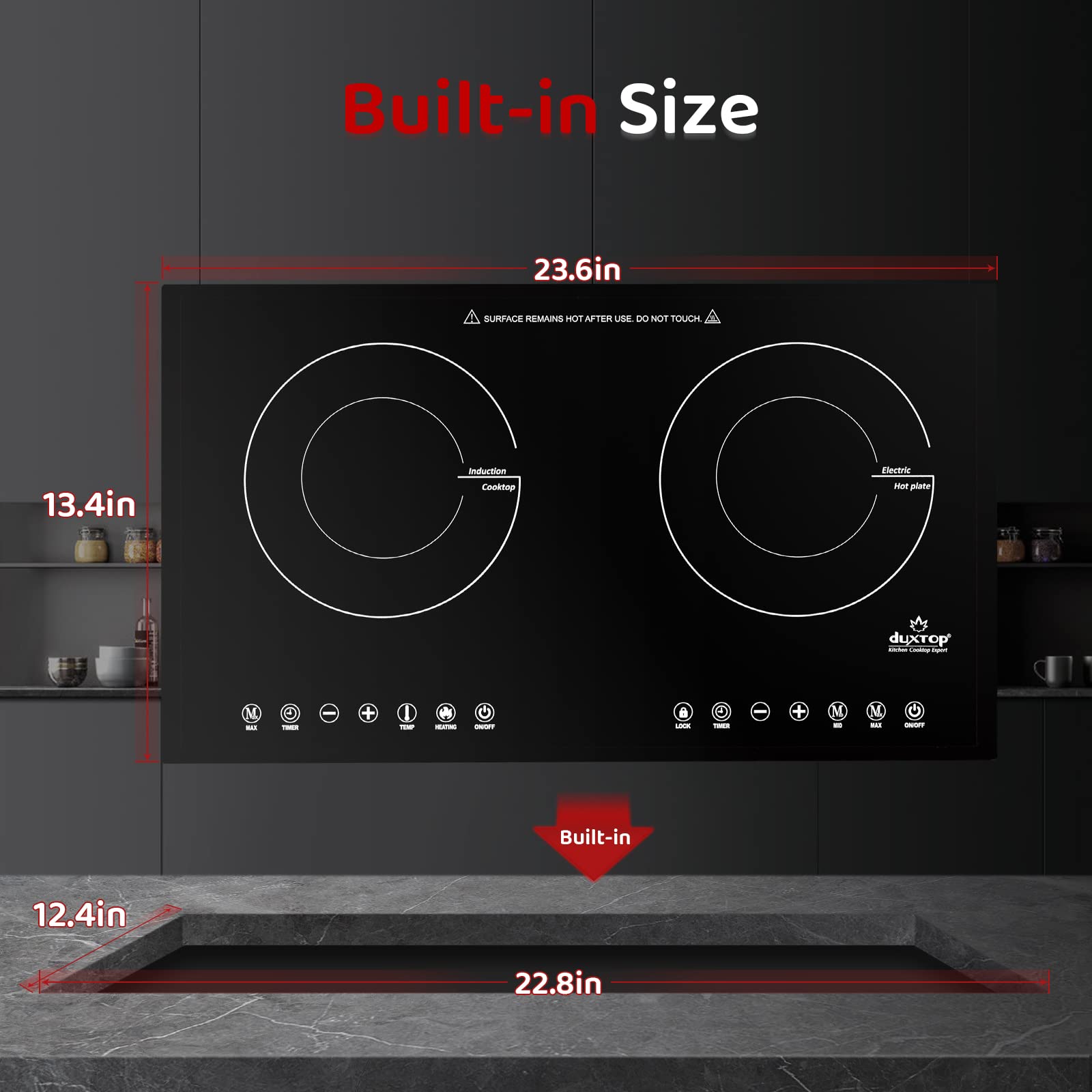 Duxtop 1800W Hornillo de Inducción de 2 Quemadores, - Imagen 5