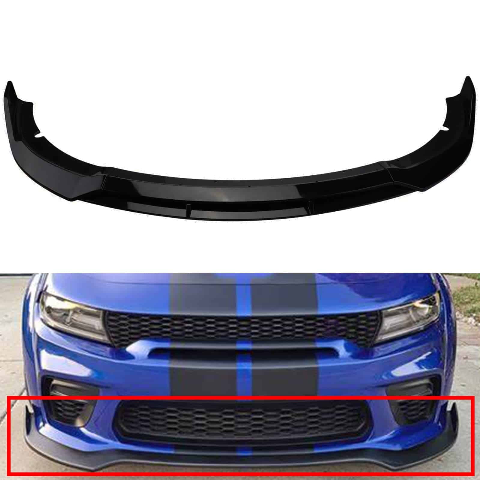 4 Pcs Matte Black Front Bumper Lip Compatible con 2015-2022