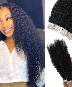 Extensiones de Cabello de Cinta Rizada de Pelo Humano Negro