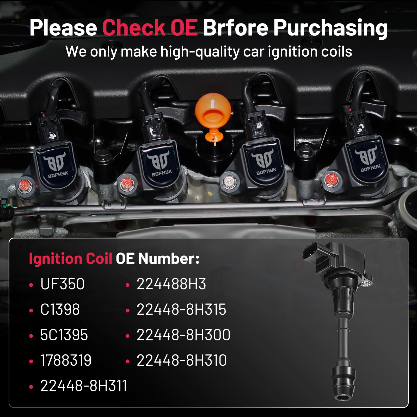 Paquete de Bobinas de Encendido BDFHYK -uego de 4 - Imagen 4