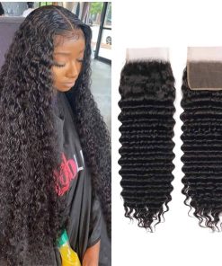 Cierre de encaje de onda profunda 4x4 100% cabello humano