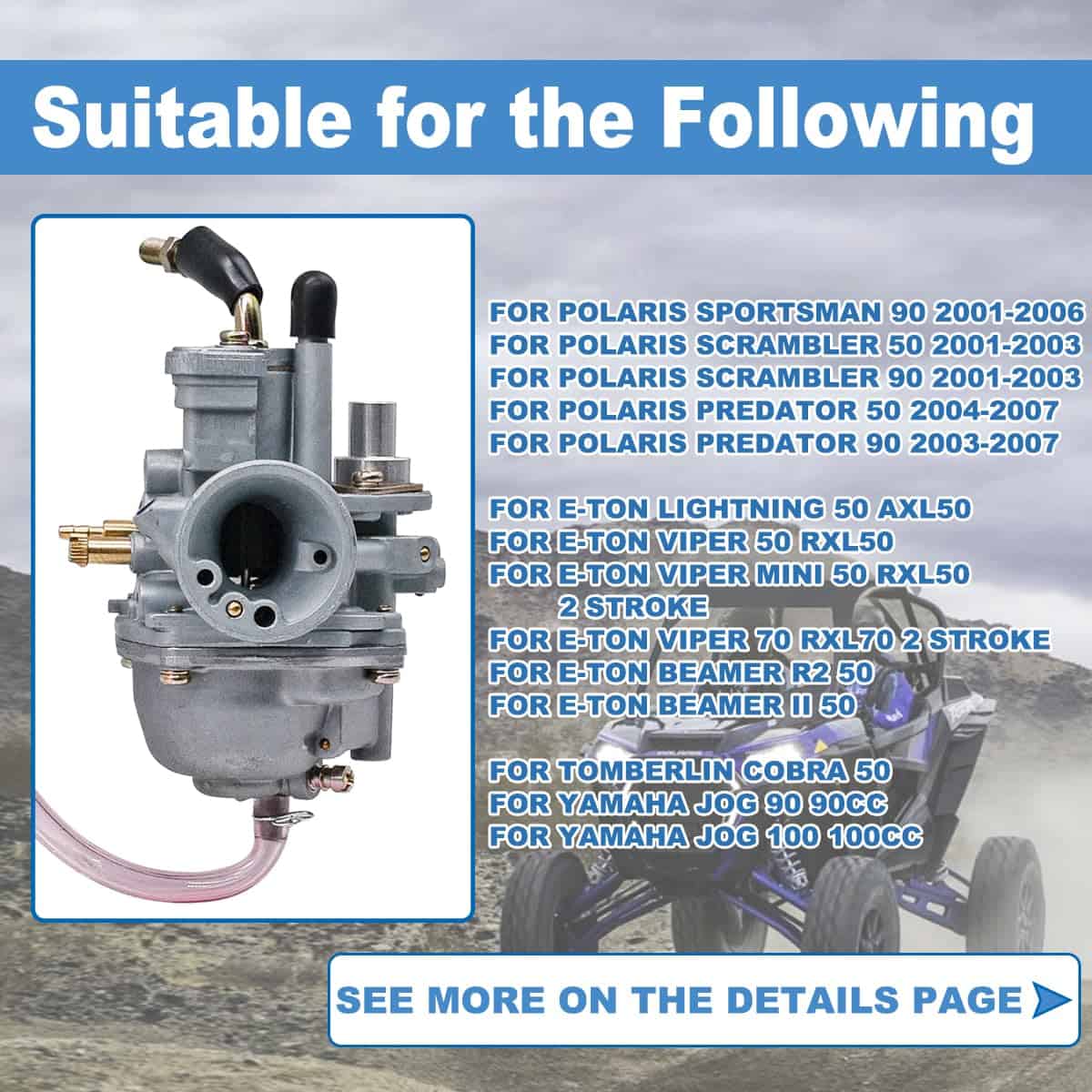 Carburador JDLLONG Predator 50 para Polaris 90 para - Imagen 3