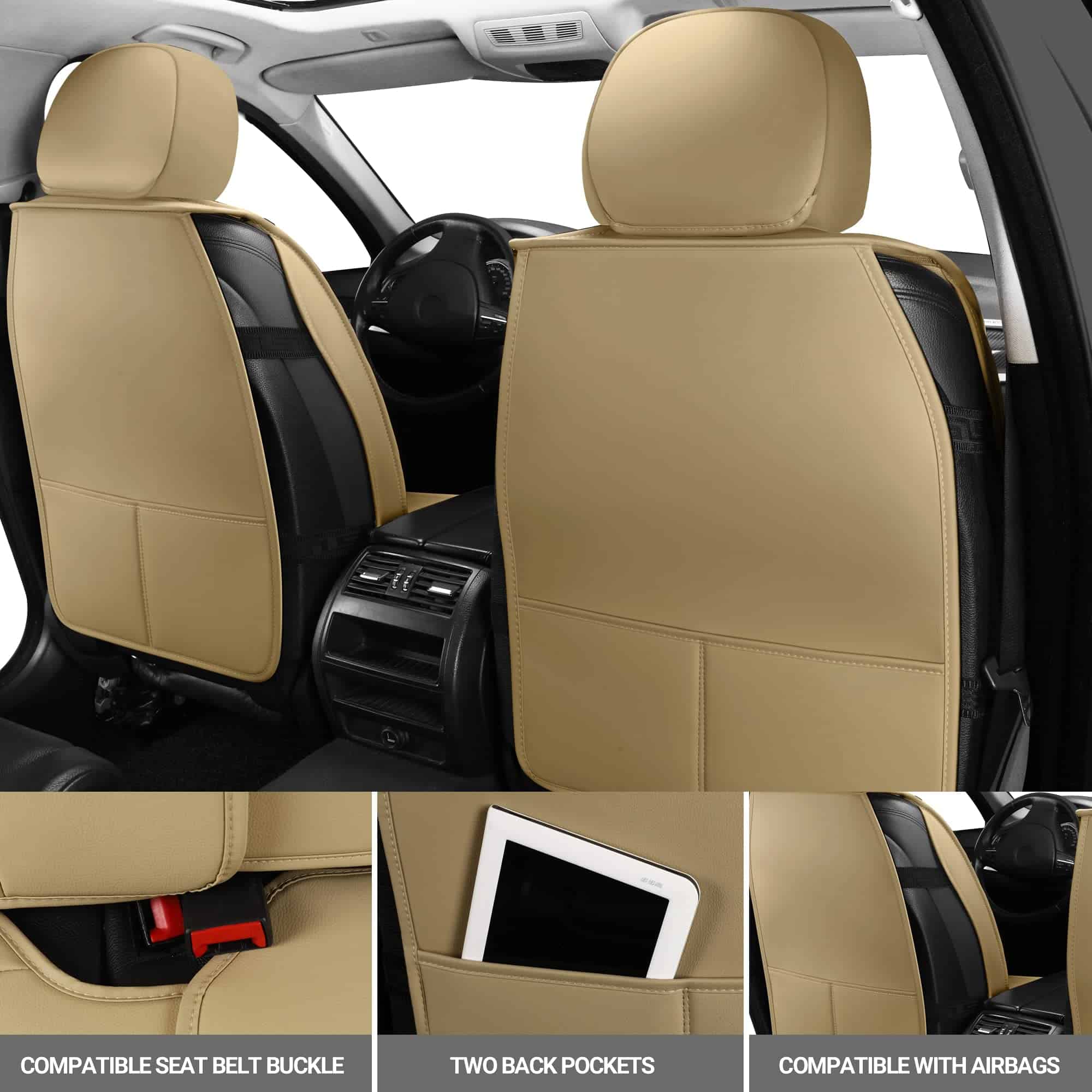 Juego Completo de Fundas de Asiento de Cuero AOOG 5PCS, - Imagen 4