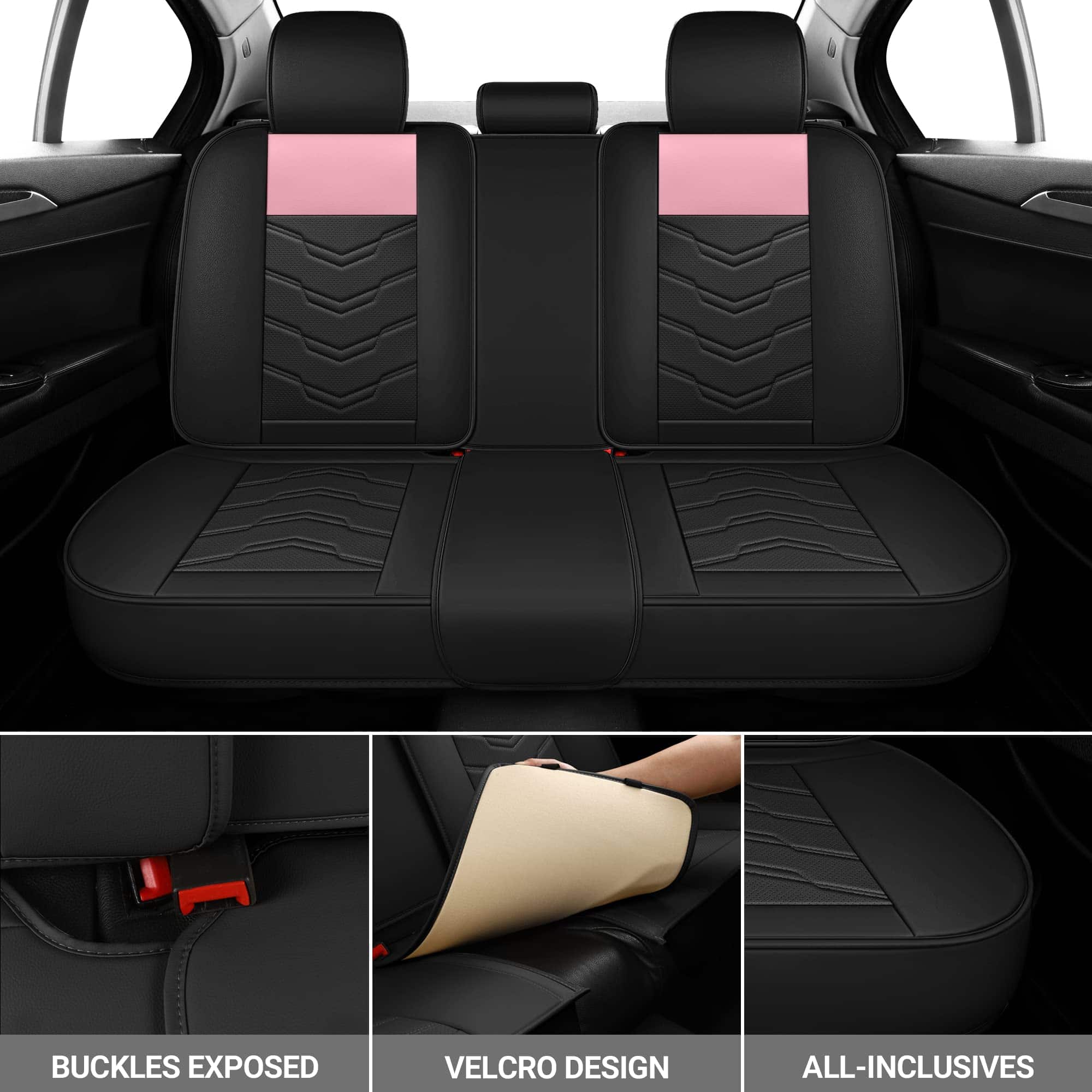 Fundas de asiento de automóvil de cuero AOOG, juego - Imagen 4