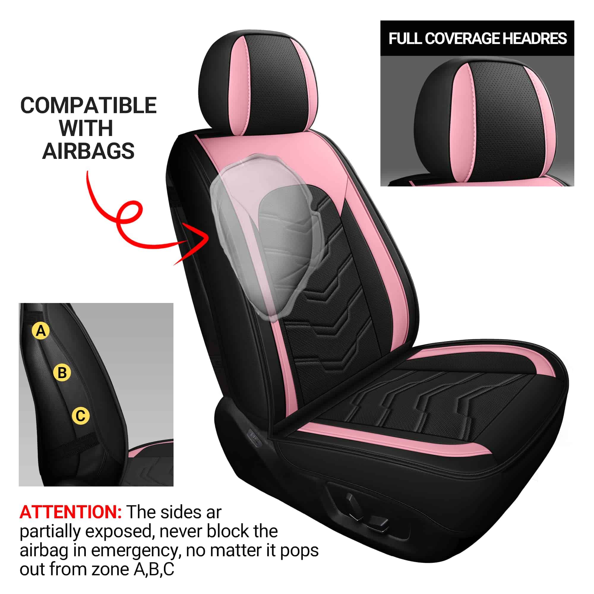 Fundas de asiento de automóvil de cuero AOOG, juego - Imagen 6