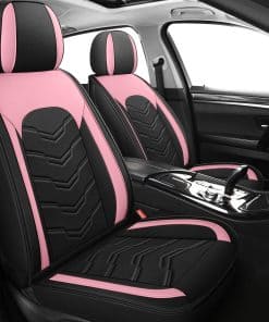 Fundas de asiento de automóvil de cuero AOOG, juego