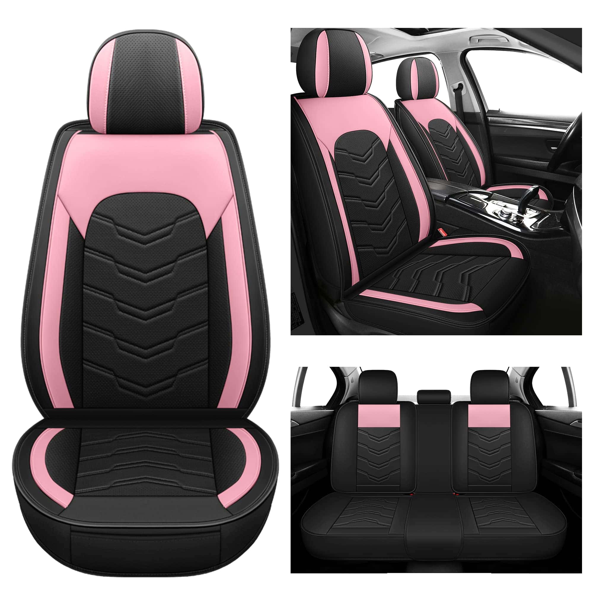 Fundas de asiento de automóvil de cuero AOOG, juego - Imagen 3