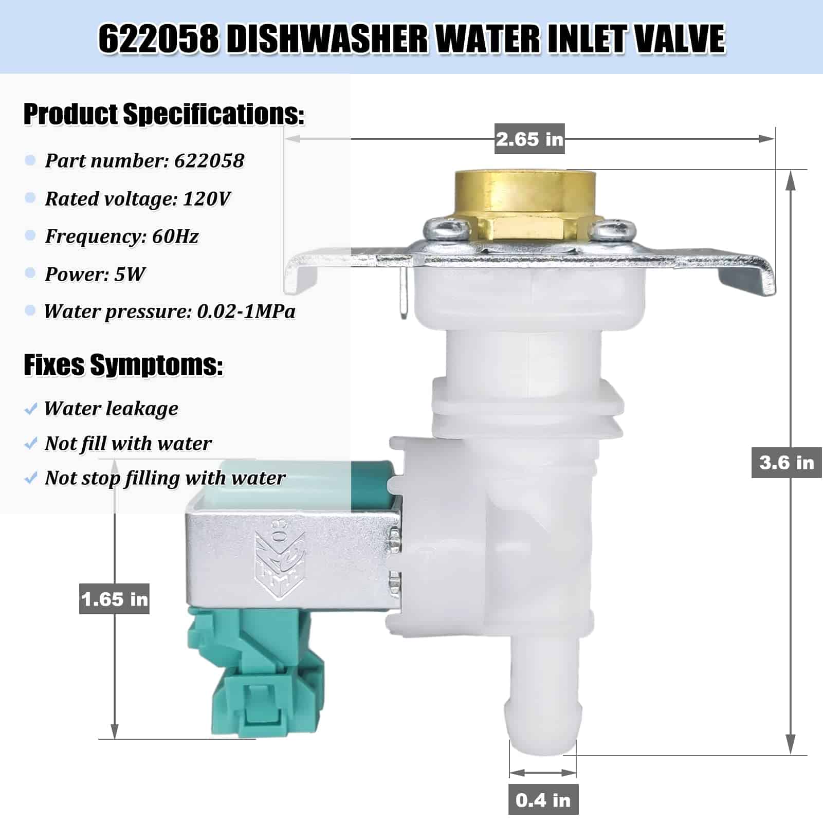 Válvula de entrada de agua para -Blanco - Imagen 3