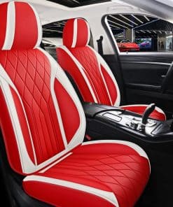 Cubierta de Asiento de Coche de Cuero Rojo y Blanco