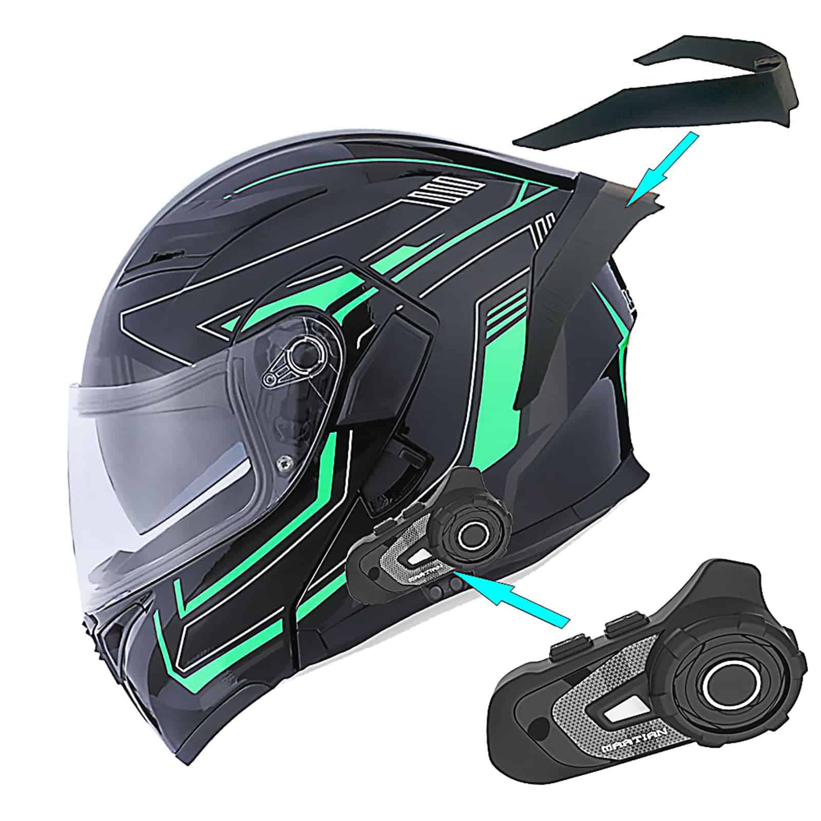 Casco integral modular con visera doble + Spoiler +
