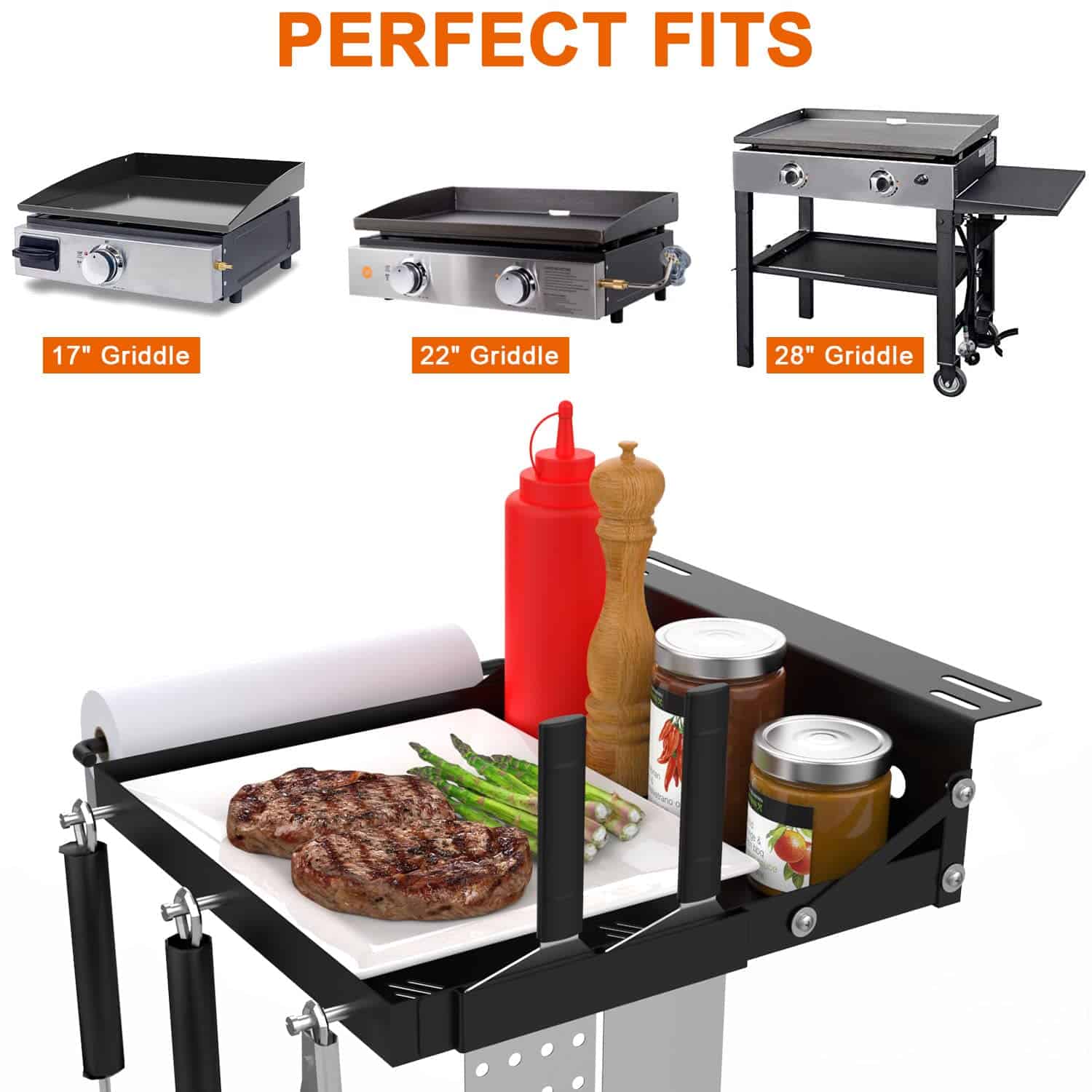 Bandeja lateral para parrilla Blackstone 17" 22" 28", - Imagen 3