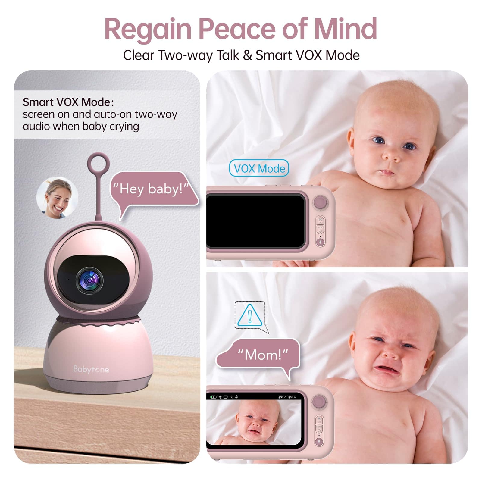 Monitor de bebé con cámara y audio babytone 5�, lindo cam - Imagen 6