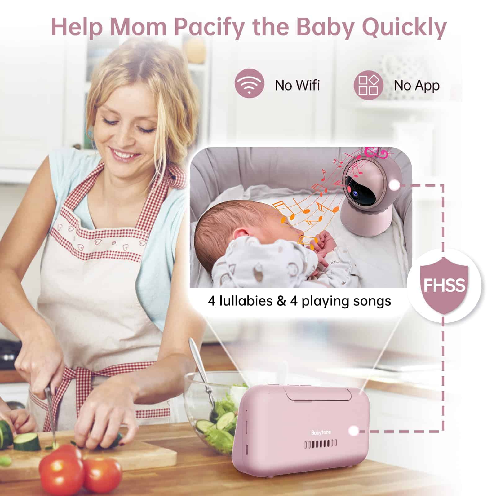 Monitor de bebé con cámara y audio babytone 5�, lindo cam - Imagen 4