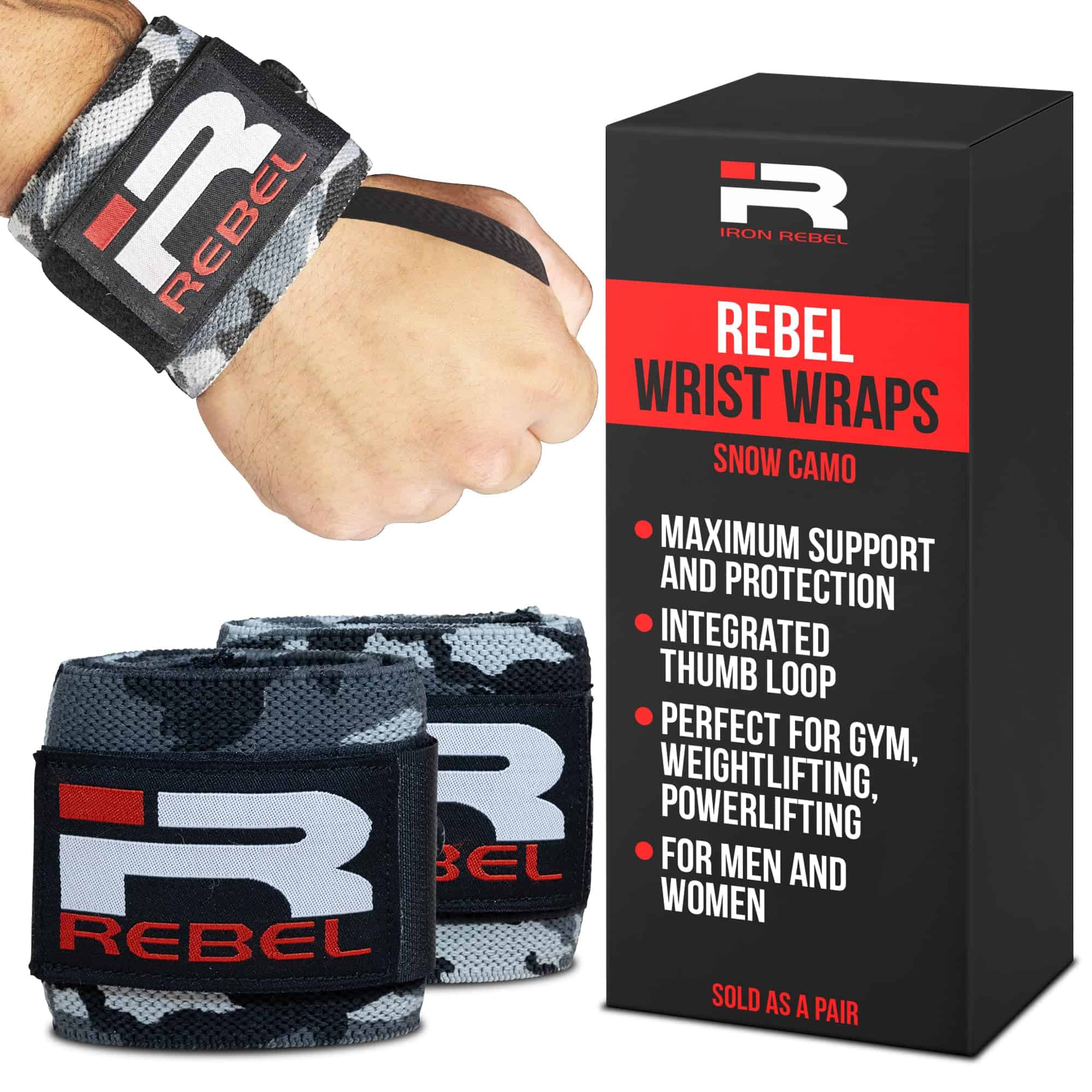 Iron Rebel Gym Wrist Wraps, Cinchas de Muñeca de Alta