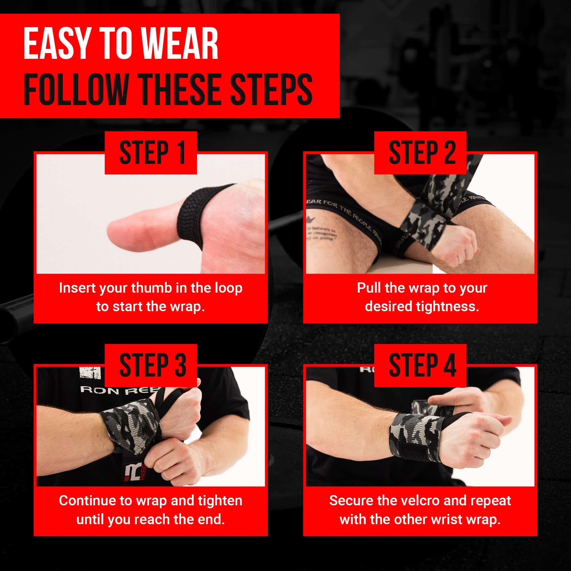 Iron Rebel Gym Wrist Wraps, Cinchas de Muñeca de Alta - Imagen 5