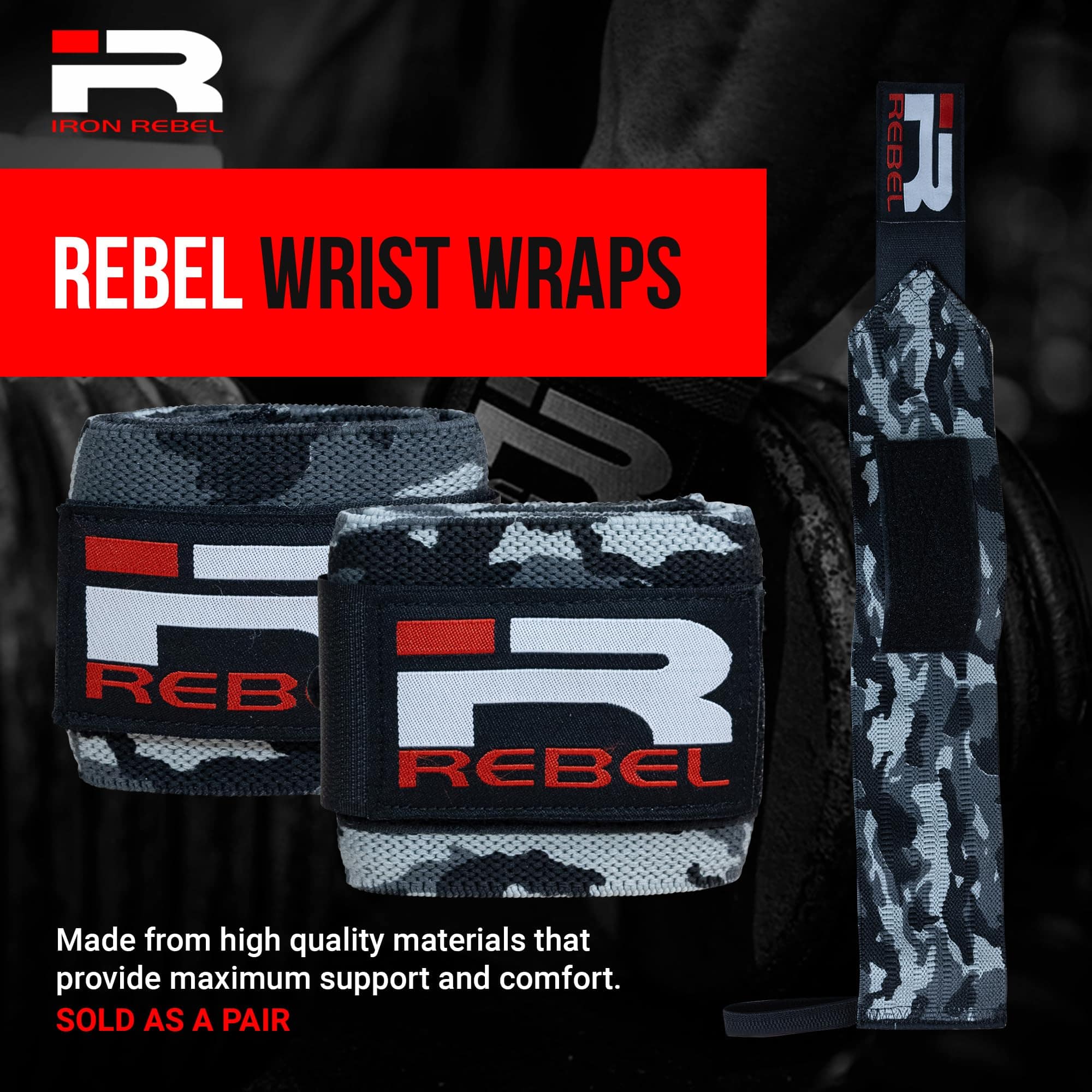 Iron Rebel Gym Wrist Wraps, Cinchas de Muñeca de Alta - Imagen 3