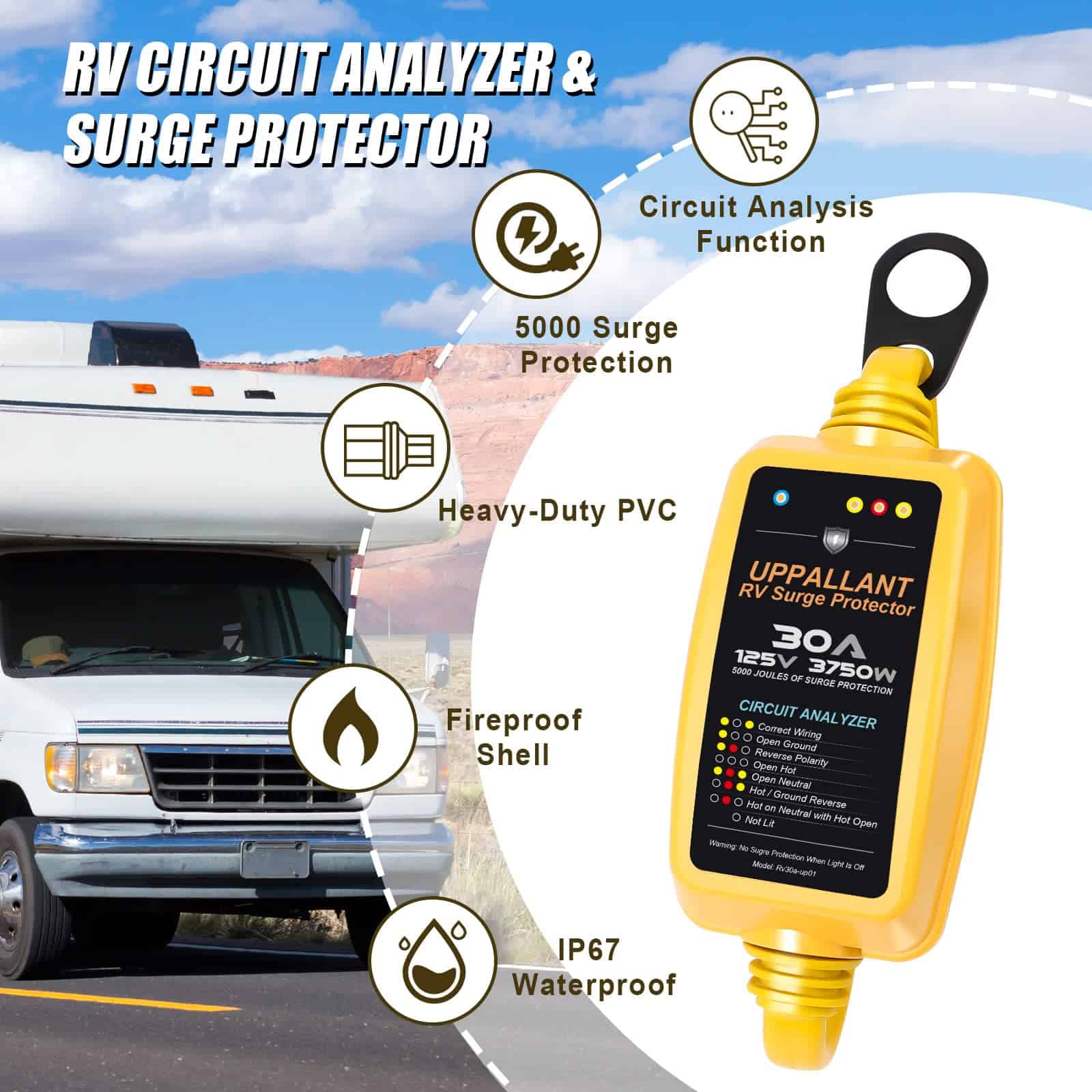 Protector de sobretensión Uppallant RV 30 Amp, Absorbe - Imagen 4