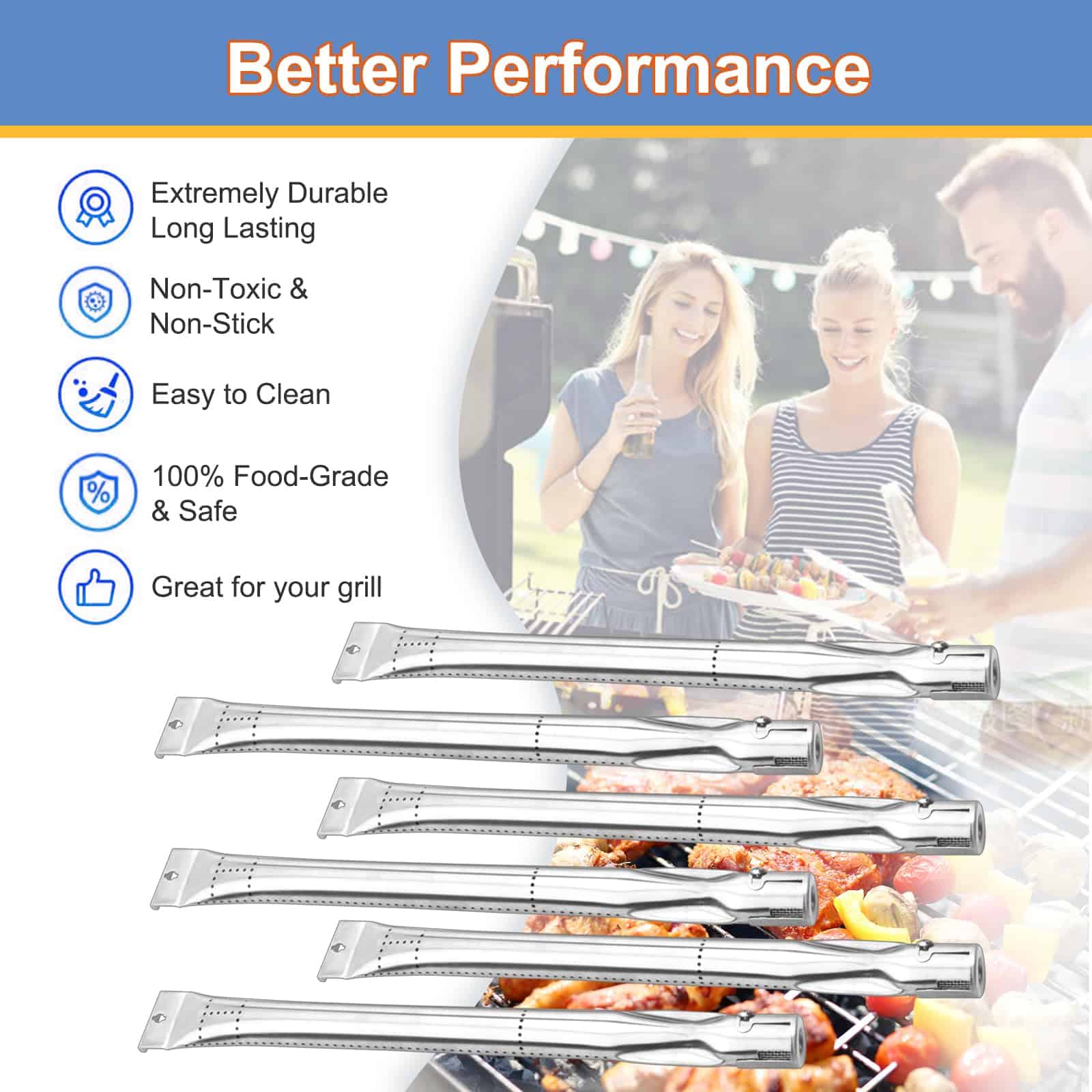 Paquete de 6 quemadores de acero inoxidable de 15" x 1" - Imagen 7