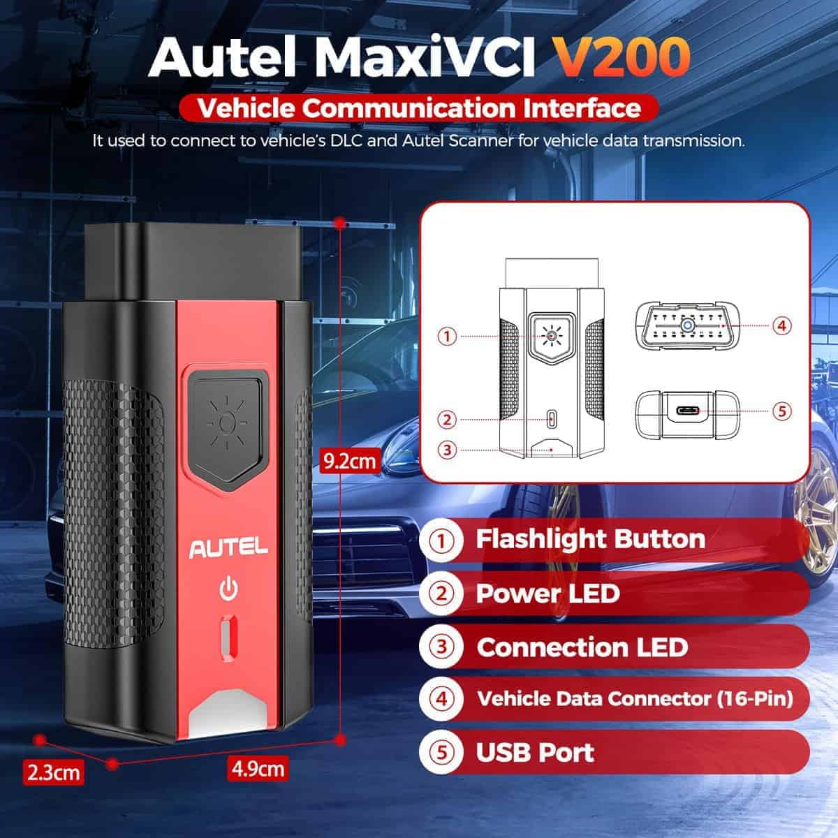 Autel MaxiVCI V200 VCI200 Wireless Dongle, Adaptador de - Imagen 9