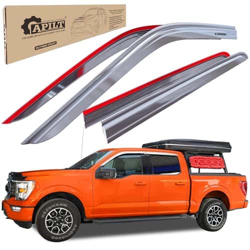 Deflectores de lluvia Mate Cromado APILT para Ford F-150