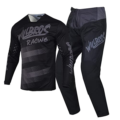 Conjunto de Jersey y Pantalón de Motocross -Negro Gris