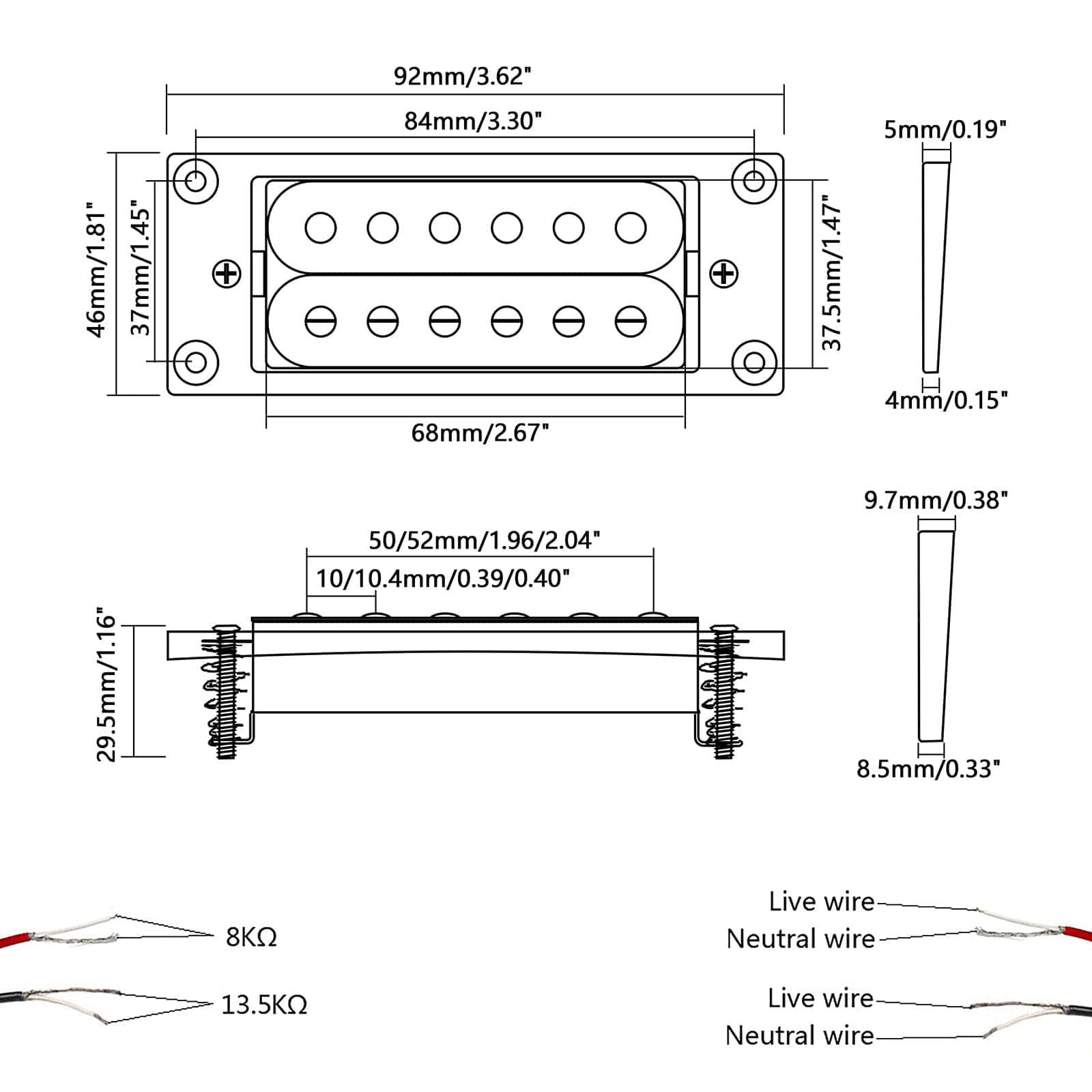 Set de Pastillas Dobles Humbucker para Guitarra Eléctrica - Imagen 3