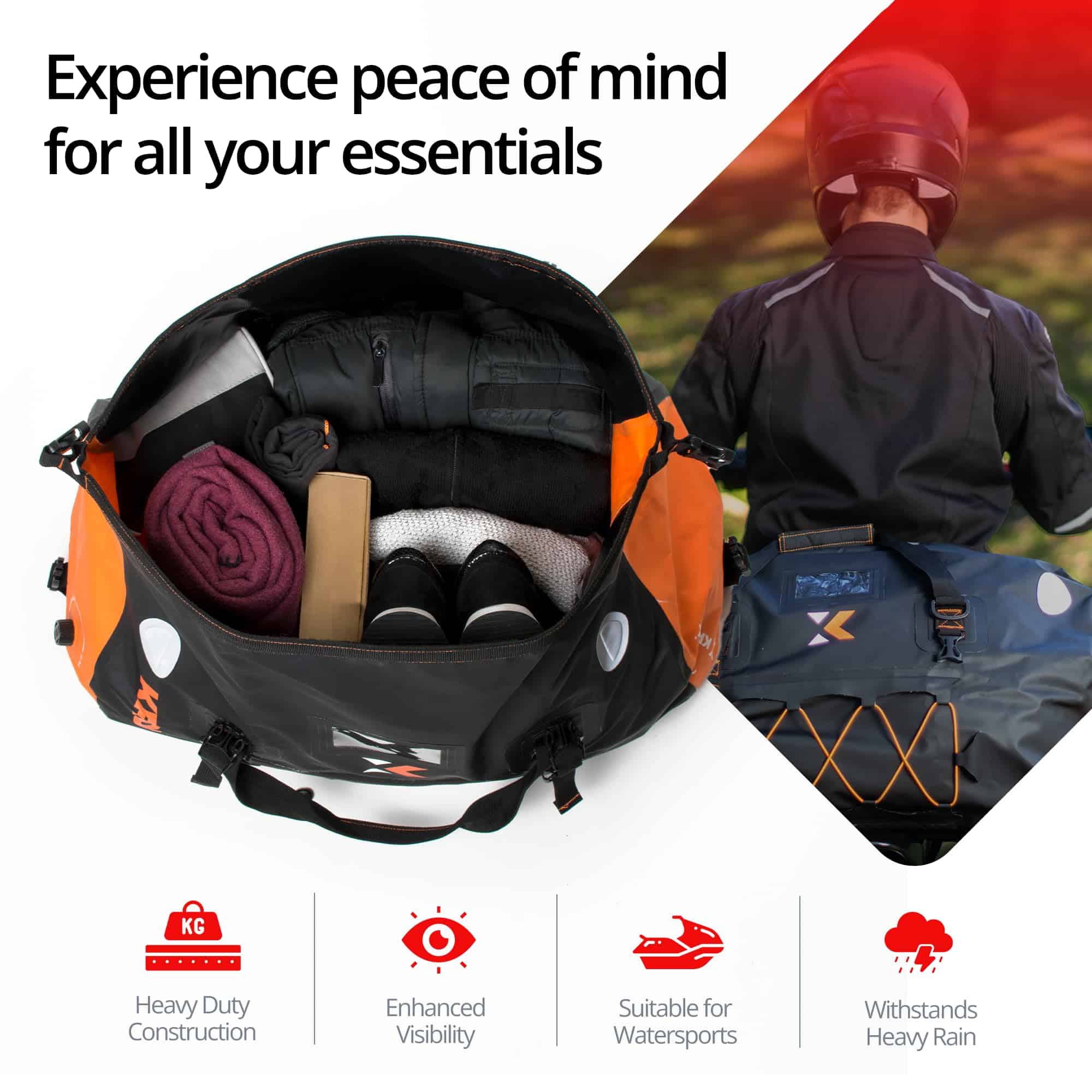 Bolso impermeable para motocicleta KRONOX, 40L Negro - - Imagen 10