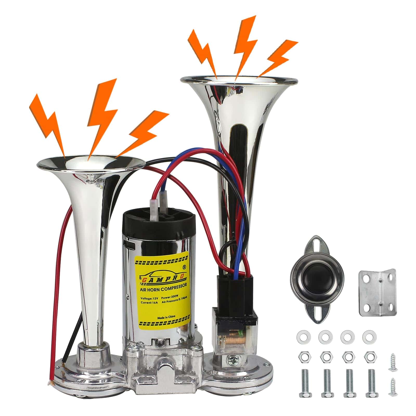 Bocina de Aire GAMPRO 135db 12V Trompeta de Aire con