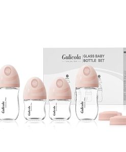 Set de 4 biberones de vidrio natural Gulicola para bebé,