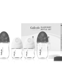 Set de 4 Biberones de Vidrio Natural Gulicola para Bebés,