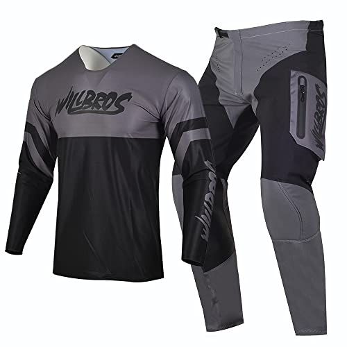 Conjunto de Jersey y Pantalones de Motocross -Negro Gris