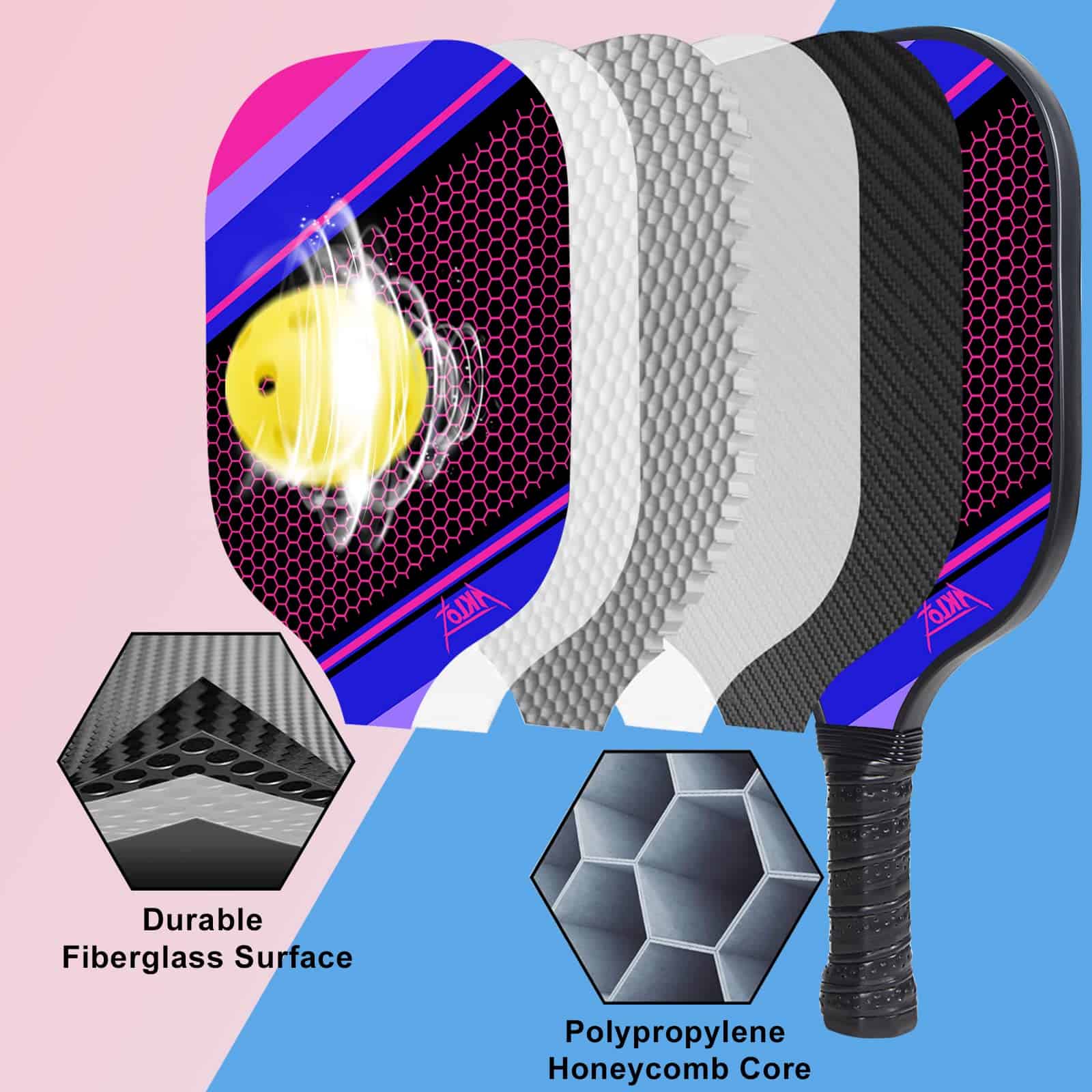 Set de Palas de Pickleball AKLOT, 2 Piezas Raquetas de - Imagen 3