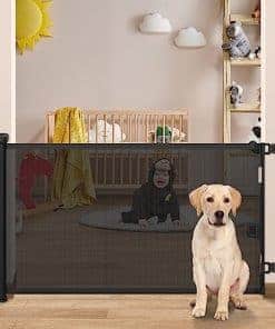 Puerta para bebés retráctil, 33" de alto, se extiende hasta
