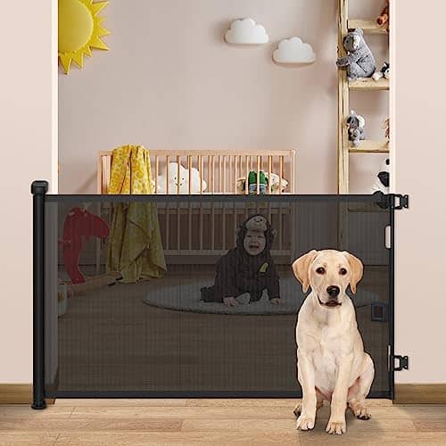 Puerta para bebés retráctil, 33" de alto, se extiende hasta