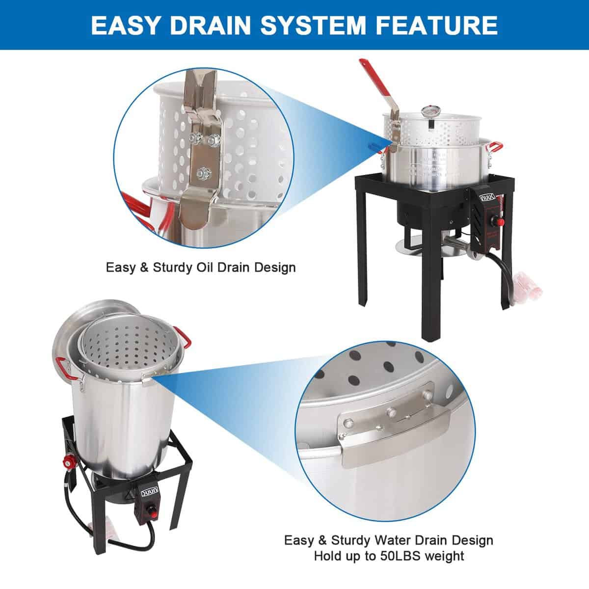 Combo Eléctrico de Freidora de Pavo NUUK 30QT y Freidora de - Imagen 10