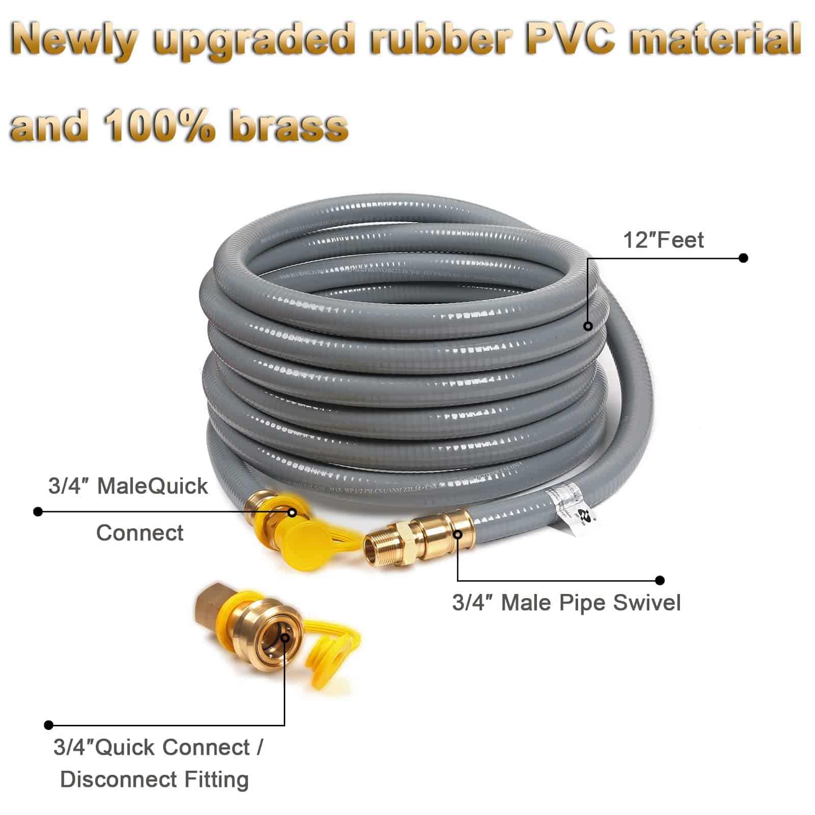 Manguera de gas natural de 12FT, 24FT, 36FT, 56FT 3/4" ID - Imagen 3