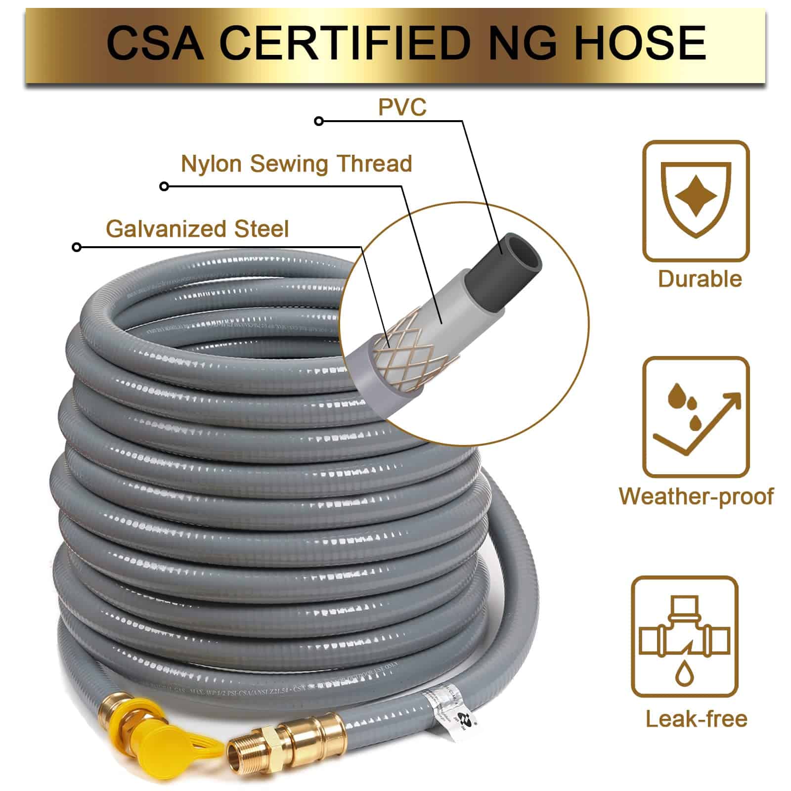 Manguera de Gas Natural de 36 Pies con Conexiones de - Imagen 5