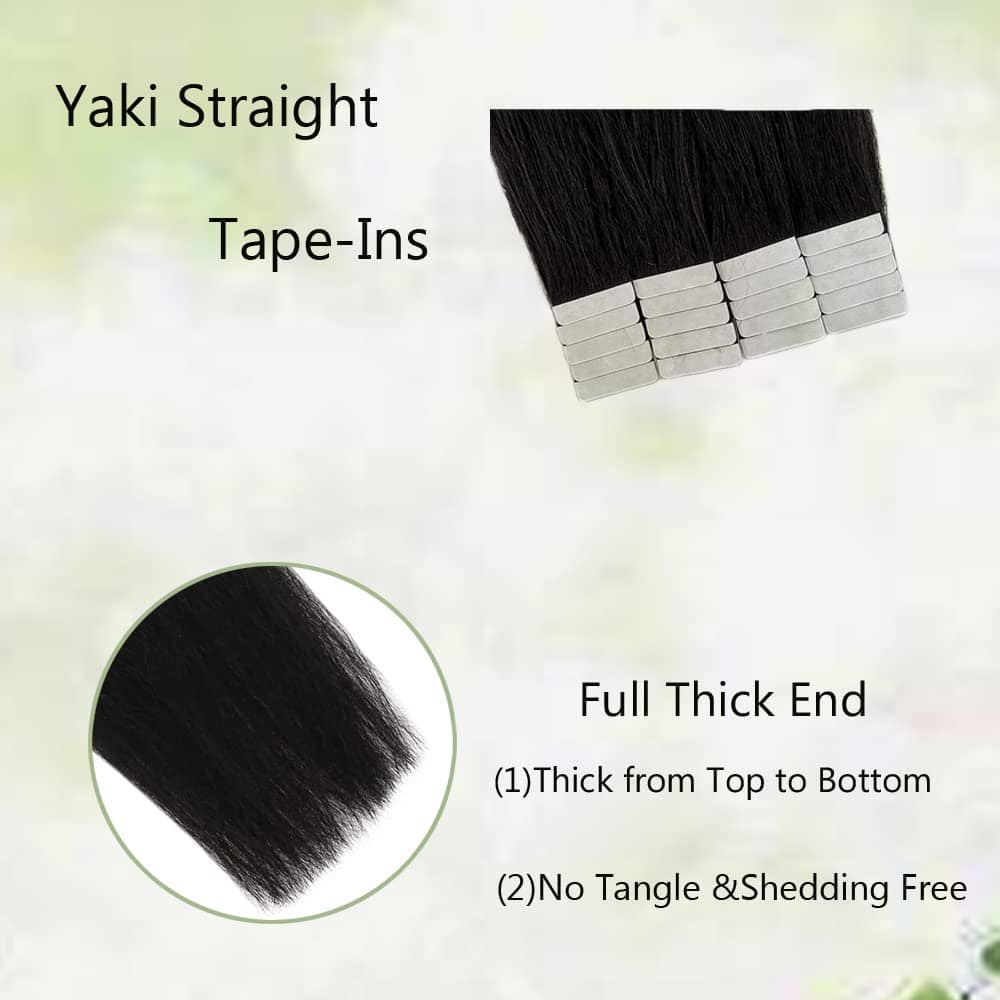 Extensiones de Cabello Yaki en Cinta de Pelo Humano, Negro - Imagen 8