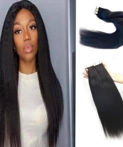 Extensiones de Cabello Yaki en Cinta de Pelo Humano, Negro